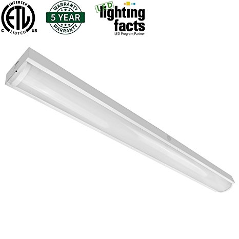 Hykolity 4FT LED Wraparound Flush Mount Ceiling Light 40W 4200 Lumens, 4000K Neutral White, Garage Lights, Commercial Lighting Fixture