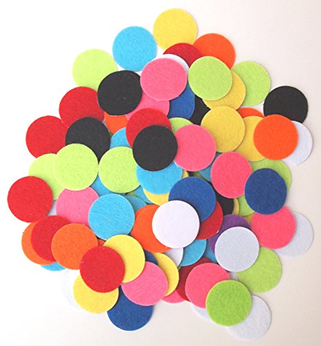 100 pc Mixed Color Assortment of 1 inch Sticky Back Felt Circles