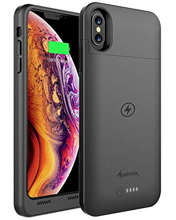 Alpatronix 5000mAh Battery Case with Qi Wireless Charging Compatible for iPhone Xs Max (6.5-inch) (Black)