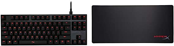 HyperX Alloy FPS Pro - Tenkeyless Mechanical Gaming Keyboard - 87-Key, Cherry MX Red - Red LED Backlit (HX-KB4RD1-US/R1) & Fury S - Pro Gaming Mouse Pad, X-Large 900x420x4mm (HX-MPFS-XL)