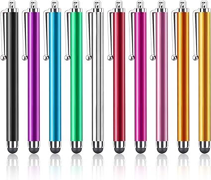 Assorted Colors Stylus Pen Universal Touch Screen Capacitive Stylus for Kindle Touch Screen, for Apple iPad iPhone Xs Max, XS, X, for All Cell Phone,All Tablets (10 Pack)