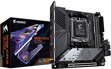 GIGABYTE B650I AORUS Ultra (AM5/ LGA 1718/ AMD/ B650/ Mini-ITX/ 5-Year Warranty/ DDR5/ PCIe 5.0 M.2/ PCIe 5.0/ USB 3.2 Gen2X2 Type-C/Wi-Fi 6E/ Intel 2.5GbE LAN/Q-Flash Plus/EZ-Latch/Motherboard)