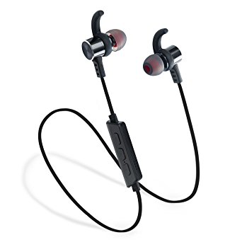 Laud Sports Wireless Headphones, Sweatproof In-Ear Bluetooth Earphones 6 Hours Play-time Stereo with Mic (Black/Black)