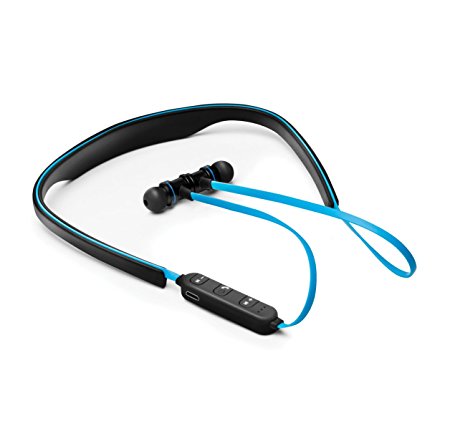 Soundlogic StayFit bluetooth stereo headset with in-ear magnetic earbuds and hands free calling - Blue