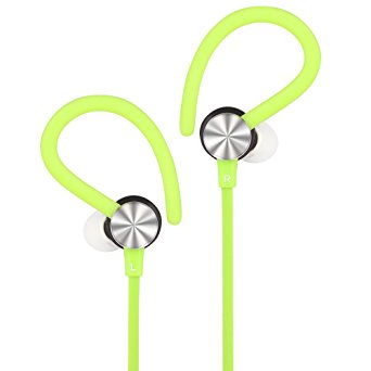 Lecmal Bluetooth Headphones, Wireless Stereo Sport Earphones with Ear Hook, Bluetooth 4.1 Noise Cancelling Sweatproof Headset Suitable for IOS & Android Devices, Perfect for Exercise (Green)