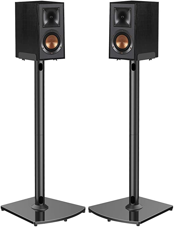Universal Speaker Stands with Cable Management Holds Satellite & Bookshelf Speakers to 22lbs (i.e.Polk Yamaha Edifier Bose Klipsch Sony and Samsung) 33.6 Inch Surround Sound Speaker Stands - 1 Pair