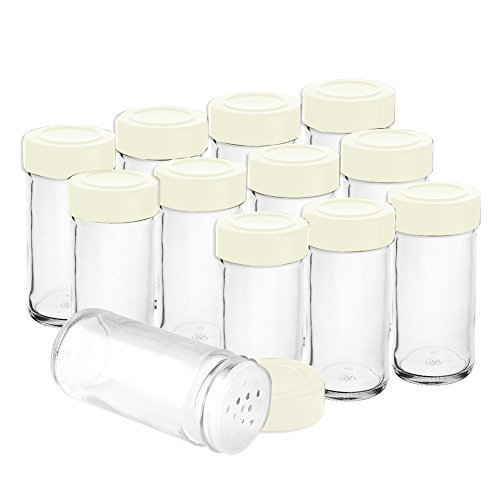 UINSTONE 12-pack Clear Plastic Spice Bottles with Lined Red Caps - 6 Oz. - Great for Dispensing and Storing Spices