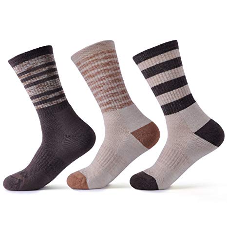 SOLAX 72% Women's Mens Merino Wool Hiking Socks, Outdoor Trail Crew Socks 3 Pack, Father's Day