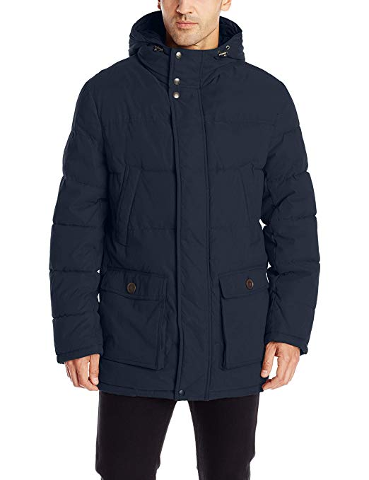 Dockers Men's Microtwill Long Hooded Parka