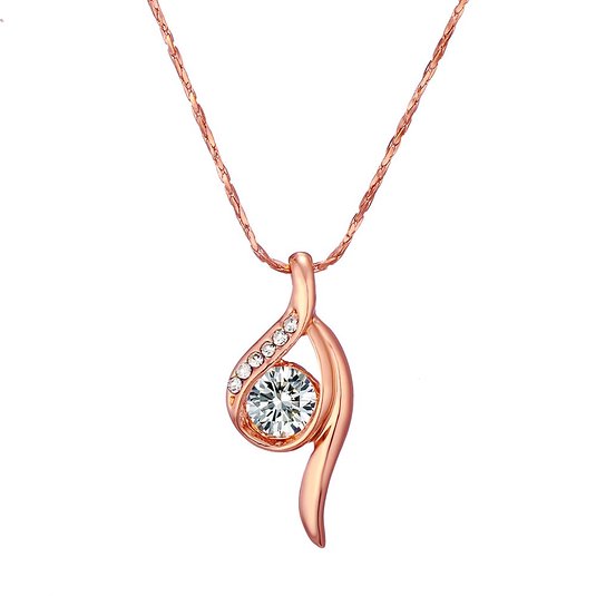 Afterglow Curve 18k Gold Filled Pendant Necklace created with Crystal Swarovski Elements