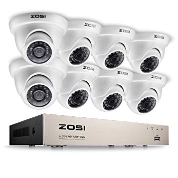 ZOSI 8-Channel HD-TVI 1080N Security Surveillanc DVR Recorder with 8 High-Resolution 720P/1280TVL Waterproof CCTV Cameras NO HDD