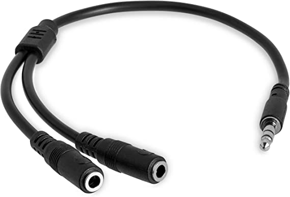 StarTech.com 3.5mm Audio Extension Cable - Slim Audio Splitter Y Cable and Headphone Extender - Male to 2x Female AUX Cable (MUY1MFFS)