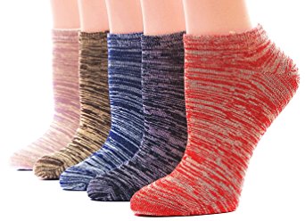 Dr. Anison Womens No Show Socks Cotton Vintage Liner Pack of 5 Pair