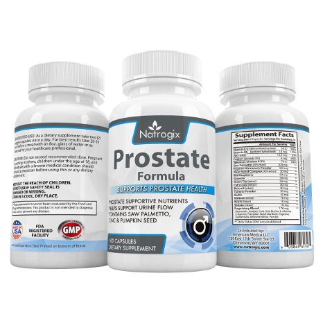 Natrogix Prostate Formula Supports Prostate Health - 100 Capsules Dietary Herbal Supplement with Saw Palmetto, Zinc & Pumpkin Seed Contained, DHT Blocker to Fight Hair Loss.