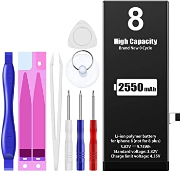 EMNT Battery fit iPhone 8, 2550mAh Replacement Mobile Phone Battery compatible with iphone 8, Kit Tools, Adhesive Strips and Instructions (8 ONLY)
