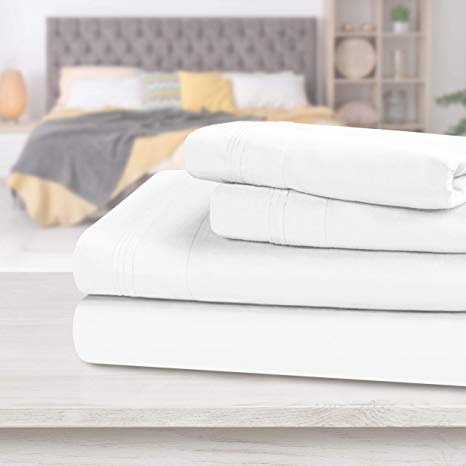 Superior 1000 Thread Count 100% Egyptian Cotton Sheets - 4-Piece White King Sheet Set Hotel Quality - Fits Mattress Upto 18'' Deep Pocket - Soft Silky Sateen Weave