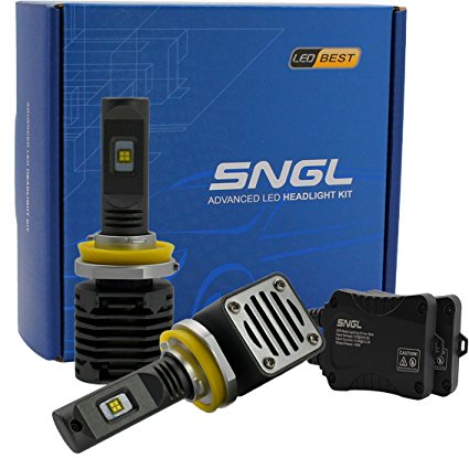 SNGL Advanced LED Headlight Kit - Adjustable-Beam Bulbs - H11 ( H8 , H9 ) - 80w 8,400Lm - 6000K Bright White - 2 Yr Warranty