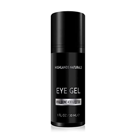 Highlands Naturals Premium Eye Gel for Men | Reduce Dark Circles, Puffiness, Under Eye Bags, Wrinkles & Fine Lines | Daily Defense & Advance Skin Care Treatment | NATURAL & ORGANIC | 1 Oz