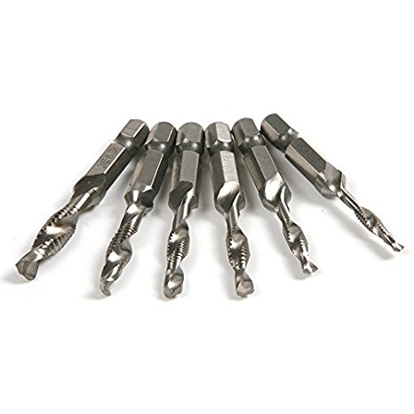 Atoplee 6 pieces Combination Drill and Tap Bit, 6-32NC - 1/4-20NC