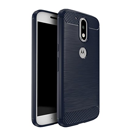 Moto G4 / G4 Plus Case, Rebex [Shockproof] [Wiredrawing Series] Textured Pattern Grip Cover for Motorola Moto G 4th Generation / Moto G Plus (2016) (Navy Blue)
