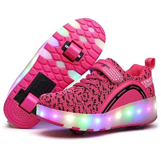 Nsasy Roller Shoes Girls Boys Wheel Shoes Kids Roller Skates Shoes LED Light Up Wheel Shoes for Kids for Kids for Children