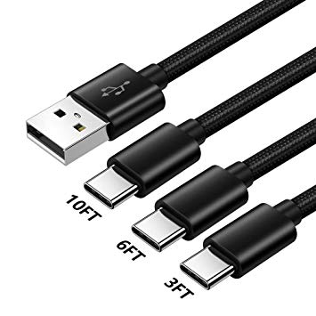 USb Type C Charger Cable 1M 2M 3M For Huawei P20 Mate 20 Lite Pro,Sony Xperia L1 L2,XA1 XA2 Plus Ultra,XZ XZ1 XZ2 XZ3 Compact Premium,LG G7 Thinq G6 G5 SE V20 V30 Q7 Fast Charging WIre/Cord 3-Pack