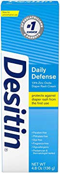 Desitin Daily Defense Baby Diaper Rash Cream with Zinc Oxide to Treat, Relieve & Prevent Diaper Rash, Hypoallergenic, Dye-, Phthalate- & Paraben-Free, 4.8 oz