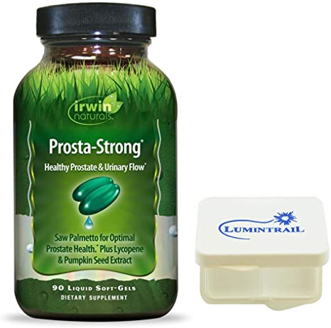 Irwin Naturals Prosta-Strong, Supports Prostate Health and Urinary Flow - 90 Liquid Softgels Bundle with a Pill Case