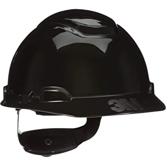 3M Hard Hat, Black, Lightweight, Vented, Adjustable 4-Point Ratchet, H-712V