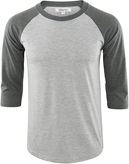 Vetemin Men's Casual 3/4 Raglan Sleeve Sports Jersey Baseball Tee Active Shirts