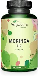 Moringa BIO | Dose Elevée : 2000 mg | SUPERFOOD : Multivitamines et Minéraux Naturels | Antioxydant   Energie | 180 Comprimés | VEGAN | Vegavero®