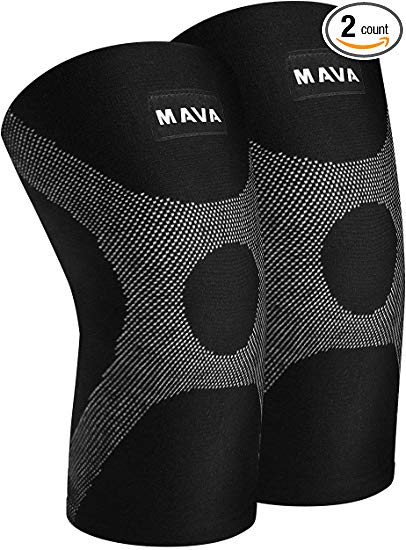 Mava Knee Compression Sleeves Support Pair XS-XXL