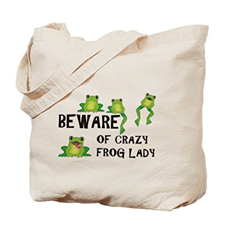 CafePress - Beware Of Crazy Frog Lady - Natural Canvas Tote Bag, Cloth Shopping Bag