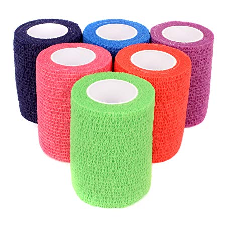 Ever Ready First Aid Self Adherent Cohesive Bandages 3" x 5' - Rainbow Colors (6)