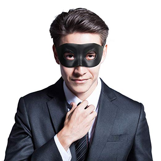 BengPro Mens Black Venetian Mardi Gras Masquerade Mask Faux Leather Halloween Costume Fancy Half Eye Mask