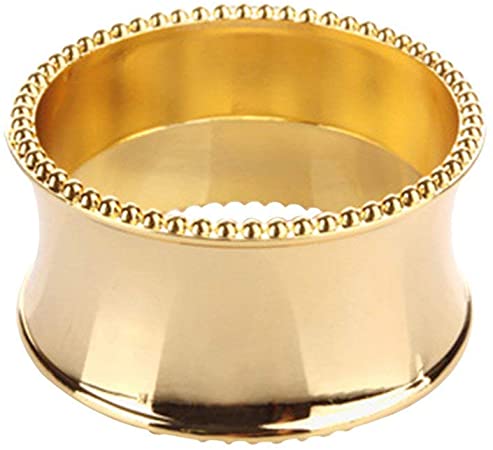 JYCRAFT Glam Crown Style Stainless Steel Bead Side Napkin Rings Bling Serviette Buckles (Gold, 6)