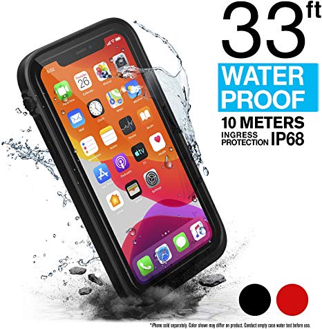 Waterproof Case for iPhone 11 with Lanyard, Clear Back, Military Grade Quality, 33ft Waterproof, 6.6ft Drop Proof, Built-in Screen Protector, for iPhone 11 ONLY - Retail Packaging - Stealth Black