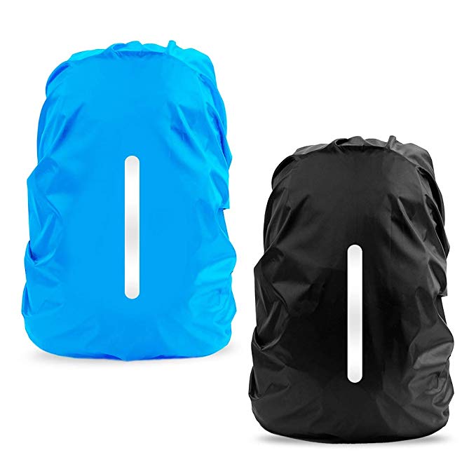 LAMA 2pcs Waterproof Rain Cover for Backpack, Reflective Rainproof Protector for Anti-dust and Anti-Theft M 26L-40L Black Blue