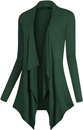 Urban CoCo Women's Vogue Long Sleeve Irregular Hem Open Front Cardigan