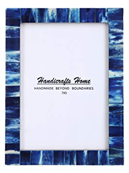 New Real Handmade Black White Bone Photo Picture Vintage Imported Chic Frame Made to Display 4x6 5x7 Pictures (5x7, Blue)