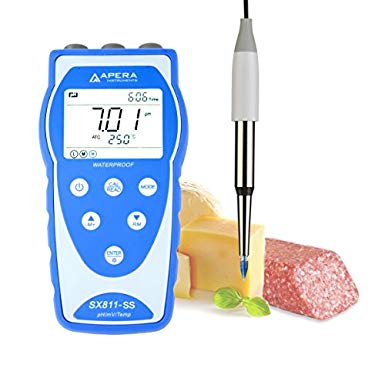 Apera Instruments SX811-SS Portable pH Meter for Food and Dairy Products, Equipped with Swiss LanSen Food-Grade Stainless Steel Spear Probe, Anti-Contamination