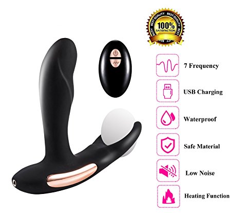 BigBanana Prostate Vibrating Massager with 2 Powerful Motors for Wireless Pleasure,Remote Control Anal Plug and G-Spot Rechargeable Vibrator with 7 Stimulation Modes (Black4)