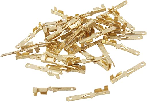 uxcell 2.8mm Wiring Connectors Male Spade Crimp Terminals 40pcs Gold Tone