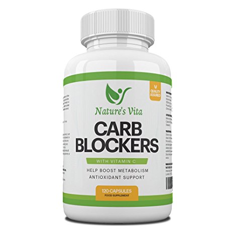 Carb Blocker Complex - Natural Weight Loss Support Supplement Controls Breakdown of Carbs, Starch & Fat - White Kidney Bean & Guarana Extract with Vitamin C - 120 Capsules