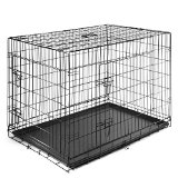 SmithBuilt Folding Black Dog Crate w ABS Tray Pan - Double Door - Multiple Sizes Available