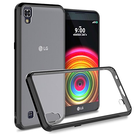 LG X Power Case, CoverON® [ClearGuard Series] Hard Clear Back Cover with Flexible TPU Bumpers Slim Fit Phone Cover Case for LG X Power K210 / K6P - Black