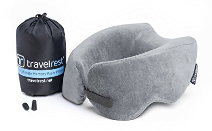 *NEW* Travelrest - Ultimate Memory Foam Travel Pillow / Neck Pillow, Ergonomic, Innovative, Best Travel Pillow for Airplane, Auto, Bus, Train, Office Napping, Camping, Wheelchair & Home