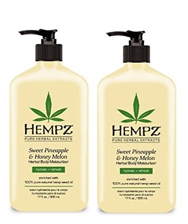 Hempz Sweet Pineapple and Honey Melon Herbal Body Moisturizer, 17 Ounce (Pack of 2)