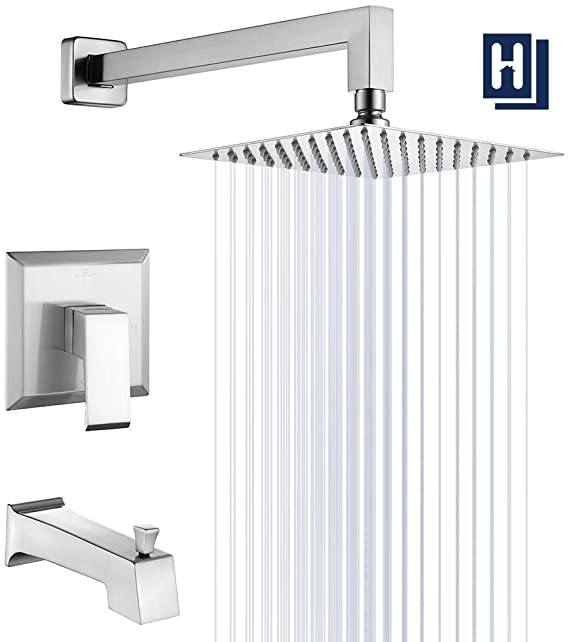 HOMELODY Shower Trim Kit Brushed Nickel(Valve Included) Tub and Shower Faucet Set Stainless Steel Shower System with 8" Touch-Clean Rainfall Shower Head, Bathtub Faucet Set