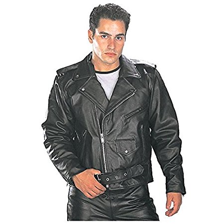 Xelement B7100 Classic Mens Black TOP GRADE Leather Motorcycle Biker Jacket - 2X-Large